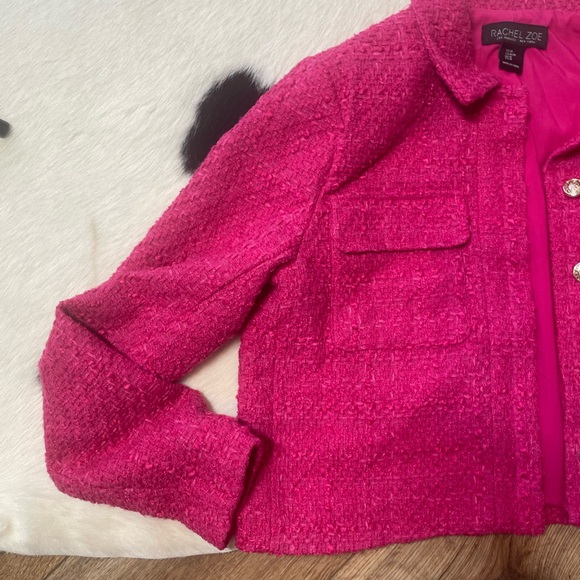 Rachel Zoe pink tweed blazer is a vibrant and stylish cropped jacket - Picture 5 of 10